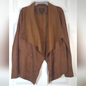 NWOT Worthington Faux Suede Cascade Jacket Size M Camel Brown Bohochic